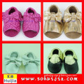 2015 cheap cute wholesale European style sweet color tassels sandals and bow soft golden baby dress shoes